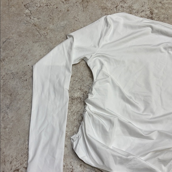 White Ruched Off the Shoulder Top - Picture 3 of 3